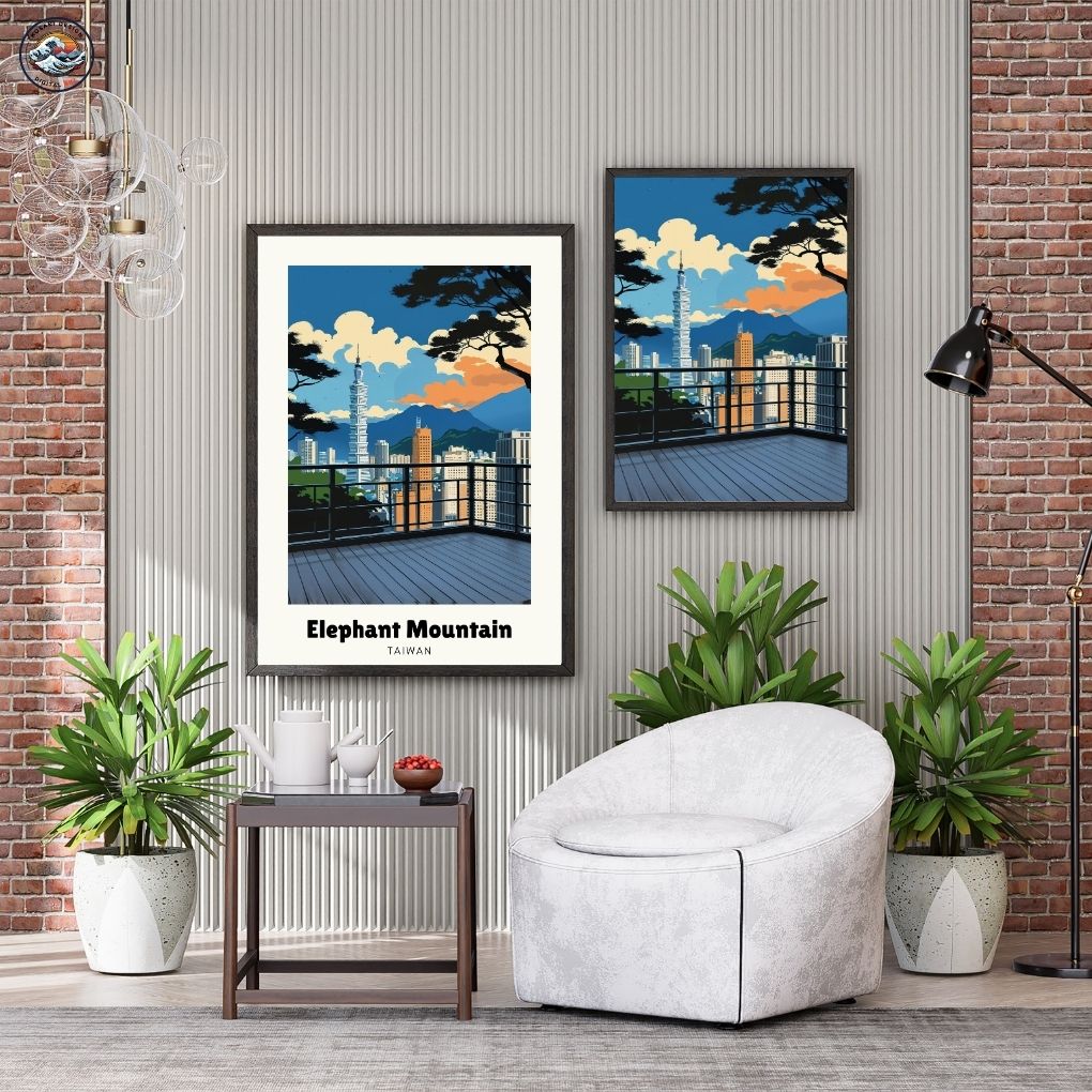 The final artwork framed and hanging on a wall.