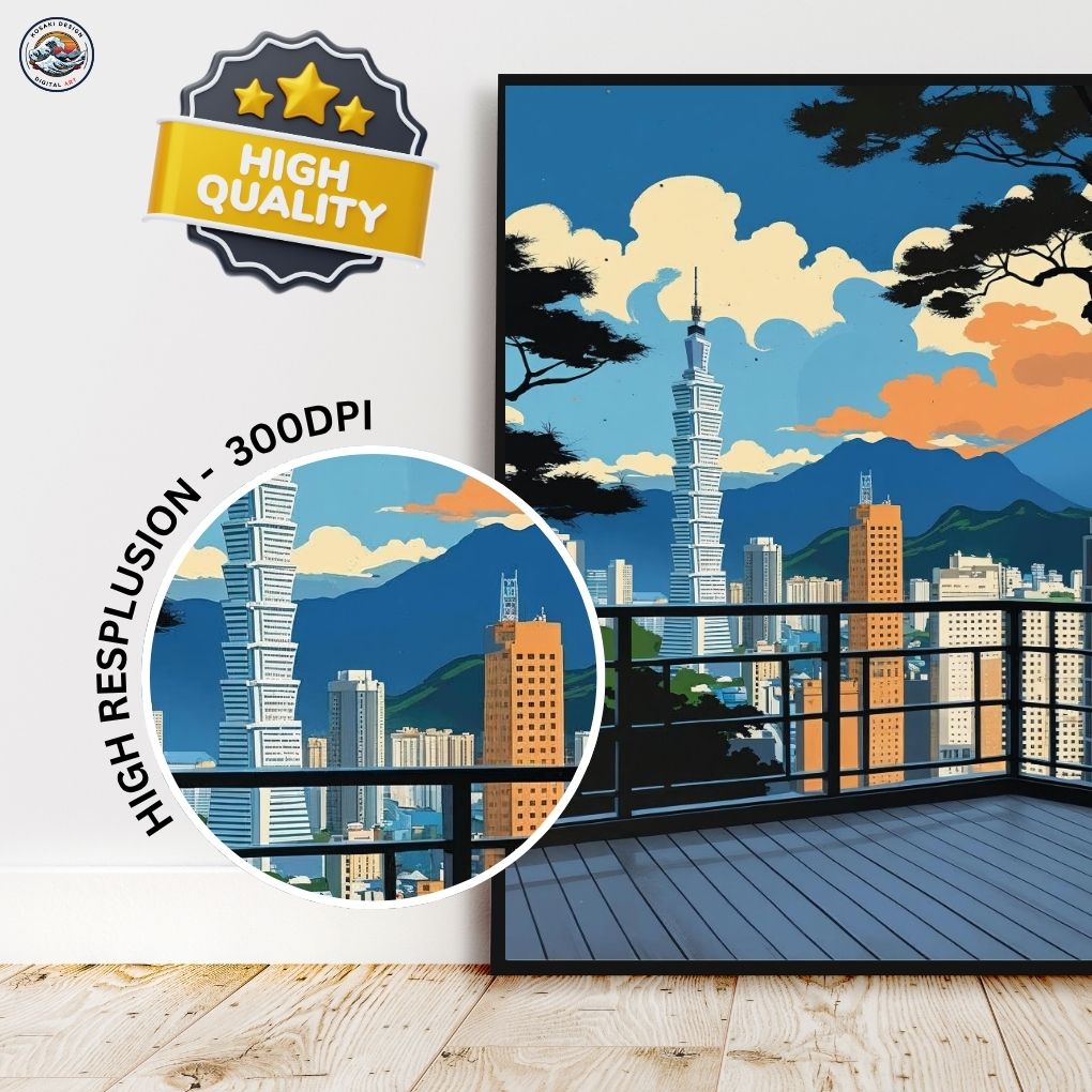 The artwork displayed in a modern living room setting.