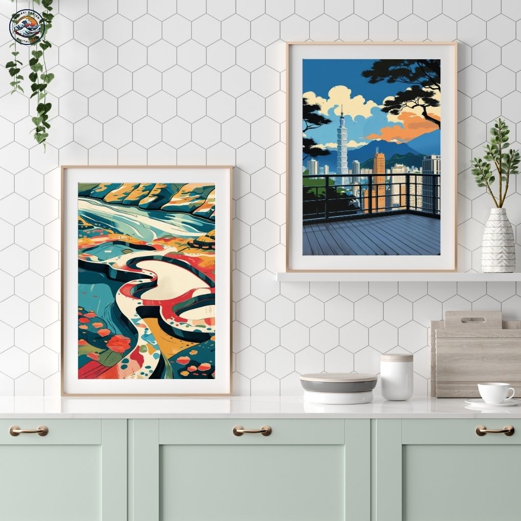 Close-up detail of the digital art's texture and colors.