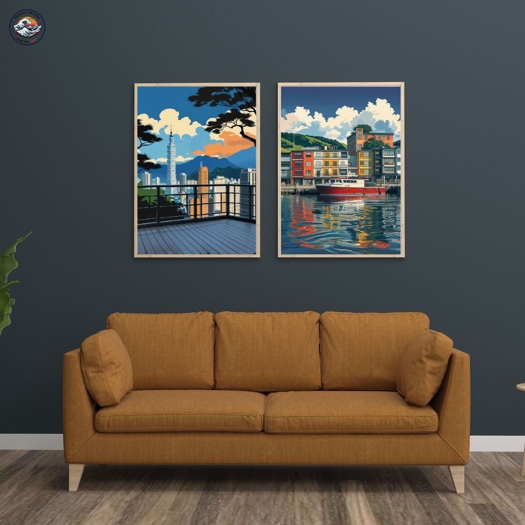 The final artwork framed and hanging on a wall.