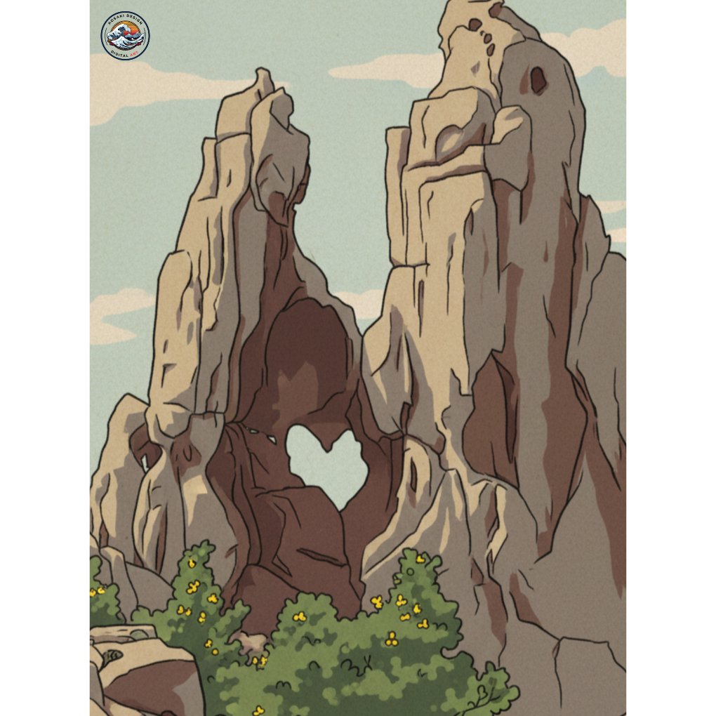 Calanques de Piana Heart Rock AI Digital Art