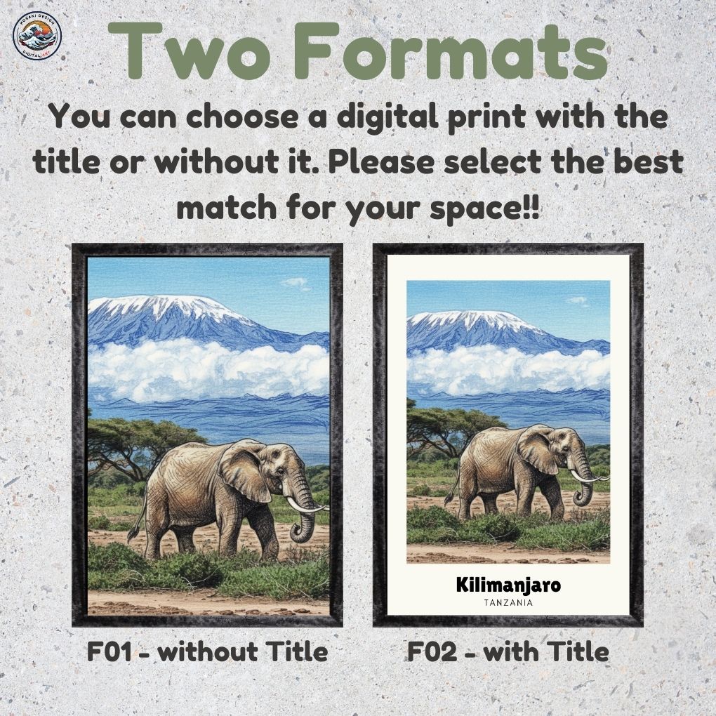 Kilimanjaro Elephant Digital Art - Two Frame Types