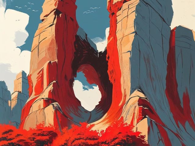 Les Calanches Heart Rock AI Digital Art